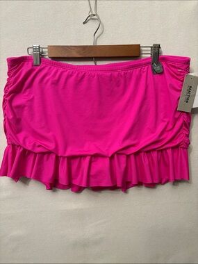 Reaction Kenneth Cole Hot Pink Ruffled Swim Skirt bottom Size 1X